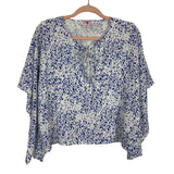 Buddy Love White Blue Printed Boxy Top- Size M