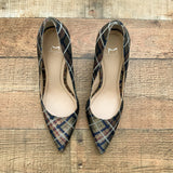 Marc Fisher Metallic Plaid Pointy Toe Chunky Heel Pumps- Size 7.5