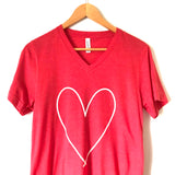 Bella-Canvas Red Short Sleeve with Heart Top- Size S