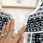 Hinge Ivory & Black Embroidered Blouse- Size XS