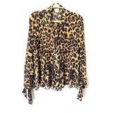 By Together Animal Print Flowy Tie Sleeve Button Up- Size M