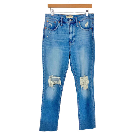Madewell Medium Wash Distressed Raw Hem Perfect Vintage Jeans- Size 28 (Inseam 26.5”)