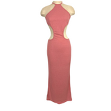 No Brand Mauve Cut Out Halter Maxi Dress (fabric is thin)- Size M