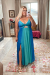 Gabrielle Union Collection by NY & Co. Blue/Green Front Cutout and Slit Dress NWT- Size XL (sold out online)