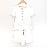 Everly Linen-like Button Up Two Piece Romper NWT- Size S