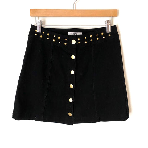JACK by BB DAKOTA Black Denim Studded Button Up Skirt- Size 6