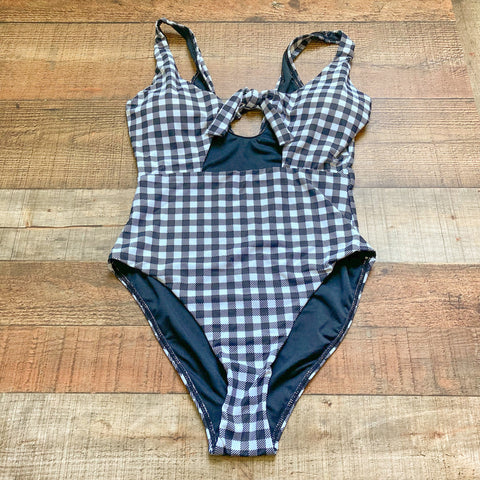 Beach Joy Black and White Gingham Front Cutout One Piece NWT- Size S