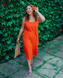 ModCloth Orange Side Button Wide Leg Cropped Jumpsuit- Size XL