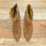 Marc Fisher Suede Dark Brown Buckle Booties - Size 7 (LIKE NEW)