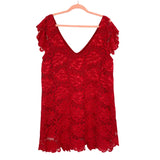 BB Dakota Red Lace V-Neck Dress- Size L