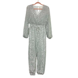 Mustard Seed Silver Sequin In The Stars Jumpsuit- S