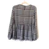 Doe & Rae Button Up Back with Fringe Hem Top NWT- Size S