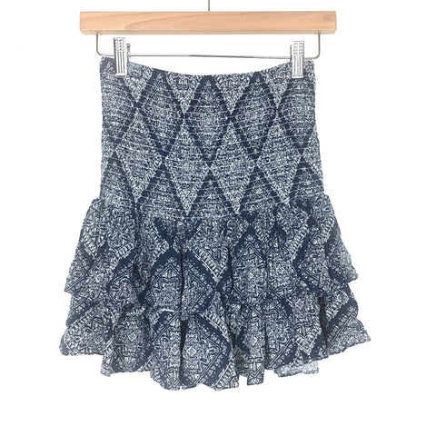 Scoop Navy Printed Smocked Skirt- Size XS (sold out online)