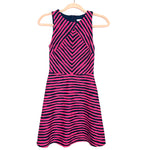 Xhilaration Navy and Pink Striped Fit & Flare Dress- Size XS