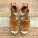 Marc Fisher Dark Natural Suede Adalyn Espadrille Wedge Sandals- Size 9