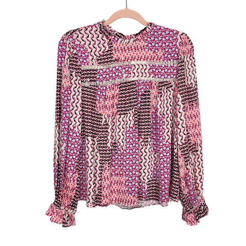 Fate Red/Pink/Purple Geometric Pattern Cut Out Top NWT- Size S