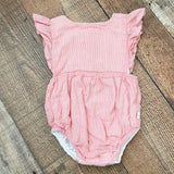 Harbour Red and White Striped Ruffle Romper- Size 3-6M
