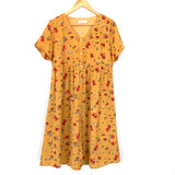 Roolee Mustard Floral Button Up Dress- Size M