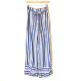 Express Blue and White Striped Flowy Pants- Size S (Inseam 29 1/2”)