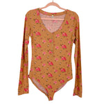 Free People Tan Floral Thermal Bodysuit- Size L (sold out online)