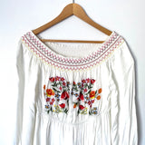 Hayden White Off the Shoulder Dress with Floral Embroidery- Size M
