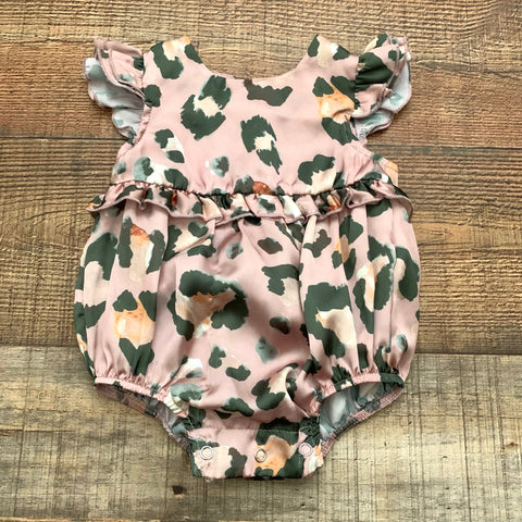 Show Me Your Mumu Mini Satin Animal Print Romper- Size 0-3M