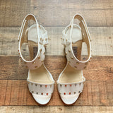 Jimmy Choo Ivory Gold Studded Ankle Strap Block Heels- Size 39.5 (US 9.5, see notes)