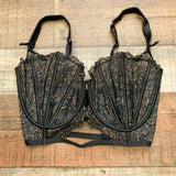 Figleaves Black/Copper Mila Lurex Underwired Balcony Bra NWT- Size 34I