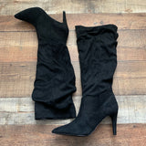 Lulus Captin Black Suede Pointed-Toe Knee High Boots- Size 9 (Sold out online)