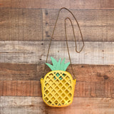 No Brand Yellow with Pineapple Insert Cross Body Bag with Detachable Gold Strap