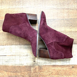 Sole Society Wine Upper Leather Textile Suede Booties- Size 8.5