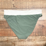 Beach Joy Sage/Cream Bikini Bottoms- Size L (we have matching top, see notes)