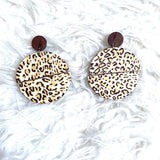 No Brand Animal Print Wooden Earrings