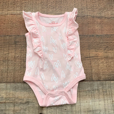 Cat & Jack Pink Heart Ruffle Onesie- Size NB