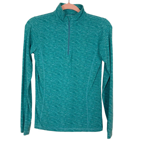 TASC Performance Heathered Teal Quarter Zip Pullover- Size XS