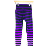 K-Deer Purple Shades/Black Strip High Waisted Leggings-Size S (Inseam 20")