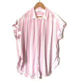 Madewell Pink/White Striped Button Up Tie Front Blouse- Size L