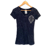 Vocal Rhinestone Embellished V Neck Tee- Size S