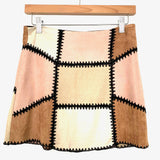 Gianni Binni Pink And Tan With Black Stiching Suede Like Mini Skirt NWT- Size S