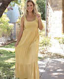 Lovestitch Mustard Back Tie Tiered Maxi Dress- Size S (see notes)