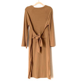 Eloquii Camel Brown Tie Front/Back Sweater Dress with Side Slits- Size 14/16