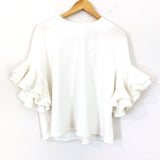 Forever21 White Ruffle Sleeve Top- Size S