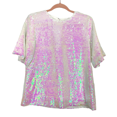 Buddy Love White Iridescent Sequin Top- Size S