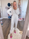 Mustard Seed Silver Sequin In The Stars Jumpsuit- S