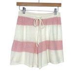 No Brand Semi Sheer Pink Striped Two Piece Short Set- Size S (sold as set)