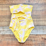 Aerie White and Yellow Tie-Dye Front Tie Cutout Strapless Padded One Piece- Size M