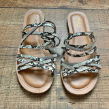 Thalia Sodi Animal Print/Rhinestone Strappy Sandals- Size 9