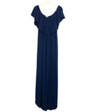 Sweet Lovely by Jen Navy Off the Shoulder Side Slit Maxi Dress- Size 1XL