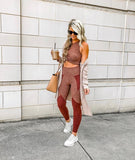 Beyond Yoga Heathered Cranberry Leggings- Size S (Inseam 24”)
