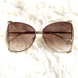 No Brand Gold Sunglasses with Pearl Detail